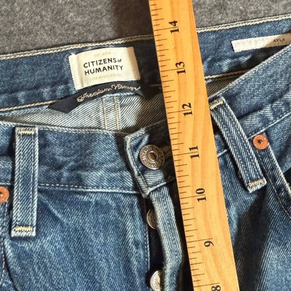 Citizens of Humanity Ayla Baggy Wide Leg Jeans Blue 24 Cotton Rigid Comfy Lux